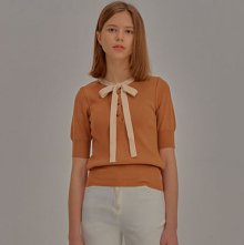 Short Sleeve Ribbon Knit_Brown