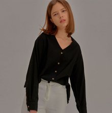 Neat V-Neck Shirt_Black