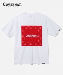 S/S SQUARE BANDANA TEE WHITE / RED