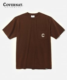 S/S C LOGO EMBROIDERY POCKET TEE BROWN