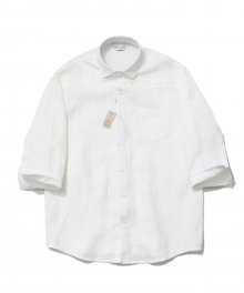 [프리미엄] Cropped Sleeve Linen Shirt_White