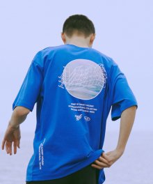 선셋 로고 레터링 오버핏 티셔츠 블루_반팔티