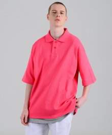 에스엠씨오씨엘 케이.오버사이즈 숏 슬리브 피케 셔츠 핑크