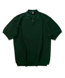 소프트코튼 오버핏 와플 PK 하프 니트 티셔츠 GREEN
