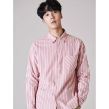 [리넨 블렌디드] 핑크 스트라이프 포켓 셔츠 (228364WYBX)