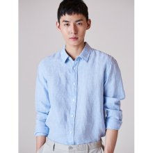 [리넨 100%] 블루 체크 베이직 셔츠 (458364WY4P)