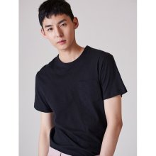 [리넨 블렌디드] 블랙 슬럽 포켓 티셔츠 (228342SY15)