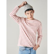 [LAB8] 라이트 핑크 스트라이프 보트넥 티셔츠 (458141WYEY)