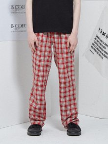 CHECK WIDE BANDING PANTS (RED)