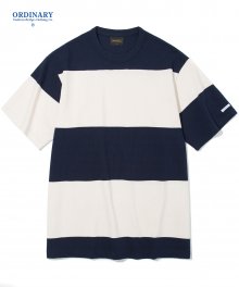 ordinary wide block S/S tee navy