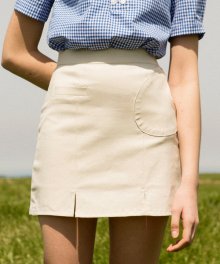 monts684 unbalanced pocket mini skirt (beige)