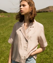 monts702 silky double-half shirts (pink beige)