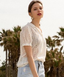 monts703 lace short sleeve blouse (ivory)