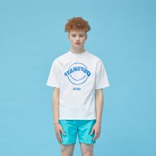 S8D05004 - SMILE PRINTING HALF T-SHIRT [WHITE]