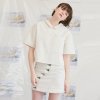 Stitch wave mini skirt [White]