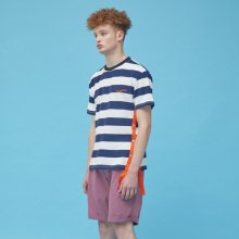 S8D05015 - TAPE SNAP POINT STRIPE HALF T-SHIRT[NAVY]