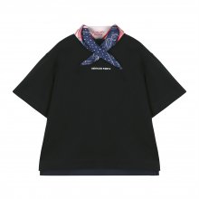 [Unisex] ORDINARY BACK SHIRT DETAIL BLACK T-SHIRT WITH SCARF