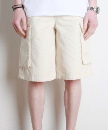 M#1587 wide cargo half pants (beige)