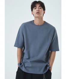 DOUBLE COTTON OVER FIT T-SHIRT(GREYISH BLUE)