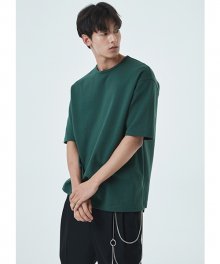 DOUBLE COTTON OVER FIT T-SHIRT(FOREST GREEN)