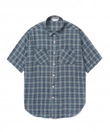 Linen Ombre Check  Shirt_Navy