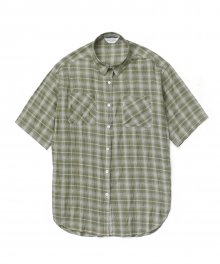Linen Ombre Check Shirt_Khaki