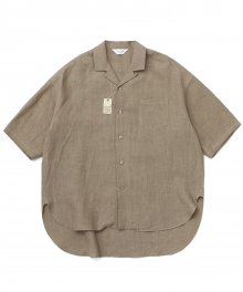 [프리미엄] Over Linen Slip 1/2 Shirt_Brown