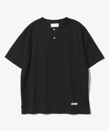 Easy Henry Neck T-Shirts [Black]