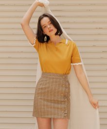 check wrap skirt_yellow