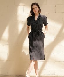 stripe robe dress_navy