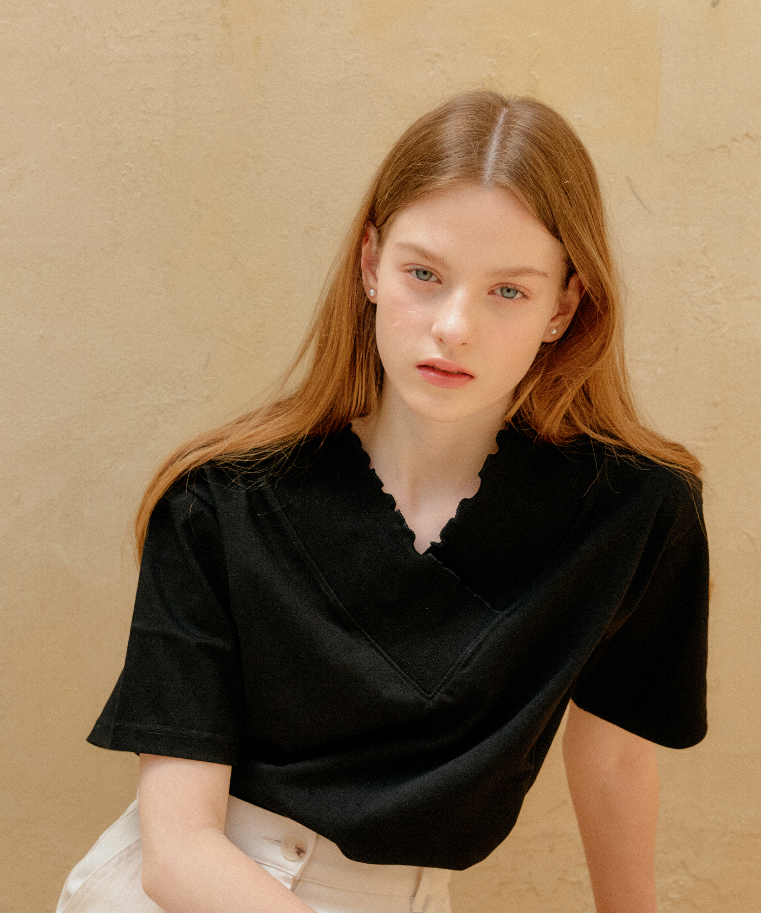 v shirring T-shirts_чёрный