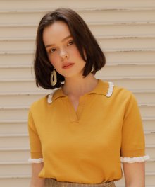 collar frill knit_yellow