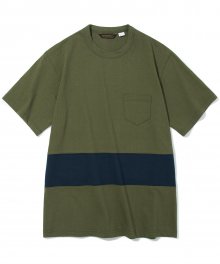 color block tee khaki