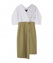 레나 셔츠 콤보 드레스 atb205w(Stripe / Khaki)
