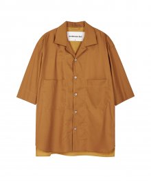 시사이드 컬러 블록 오픈 칼라 셔츠  atb197m(Orange Brown)