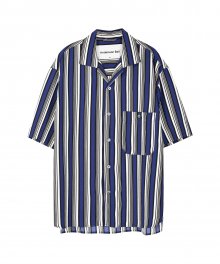 스트라이프 오픈 칼라 셔츠  atb196m(Navy Stripe)