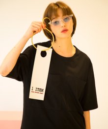 유니섹스 오버핏 더블 포켓 티셔츠 [검정]
