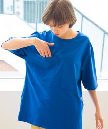 유니섹스 오버핏 더블 포켓 티셔츠 [블루]