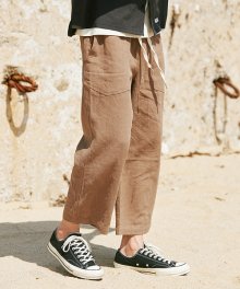 9/L Wide Cut Linen Pants [Brown]