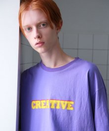 크리에이티브 오버핏 반팔 티셔츠 바이올렛
