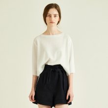 18 S/S SUMMER KNIT CROP TOP [WHITEBEIGE]