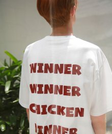 치킨 디너 오버핏 반팔 티셔츠 화이트