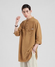 VS-104 Pullover Long Linen Shirts (Camel)