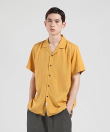 VS-106 Open-neck Linen Shirts (Mustard)