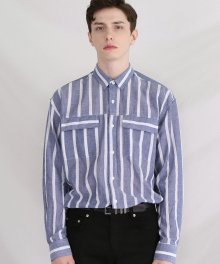 M#1609 two pocket daily shirts (stripe)