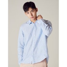 [리넨 100%] 스카이 블루 체크 베이직 셔츠 (228564YE2Q)