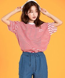 STRIPE MIX OVERFIT TEE RED