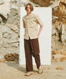 VACATIONER LINEN WASHING WIDE PANTS BROWN