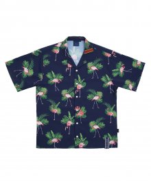 Flamingo Bowling Shirt_Navy
