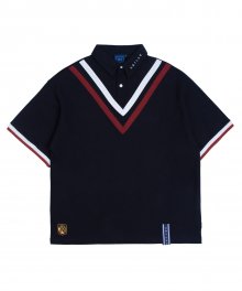 Chest Point Collar T Shirt_Navy
